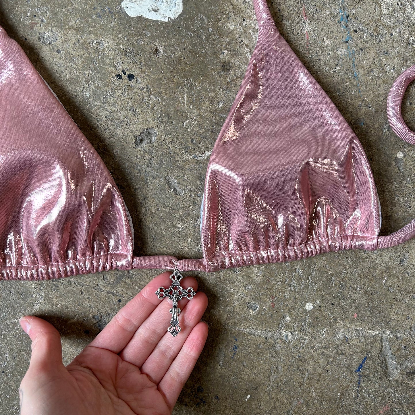 Pink cross kini tops