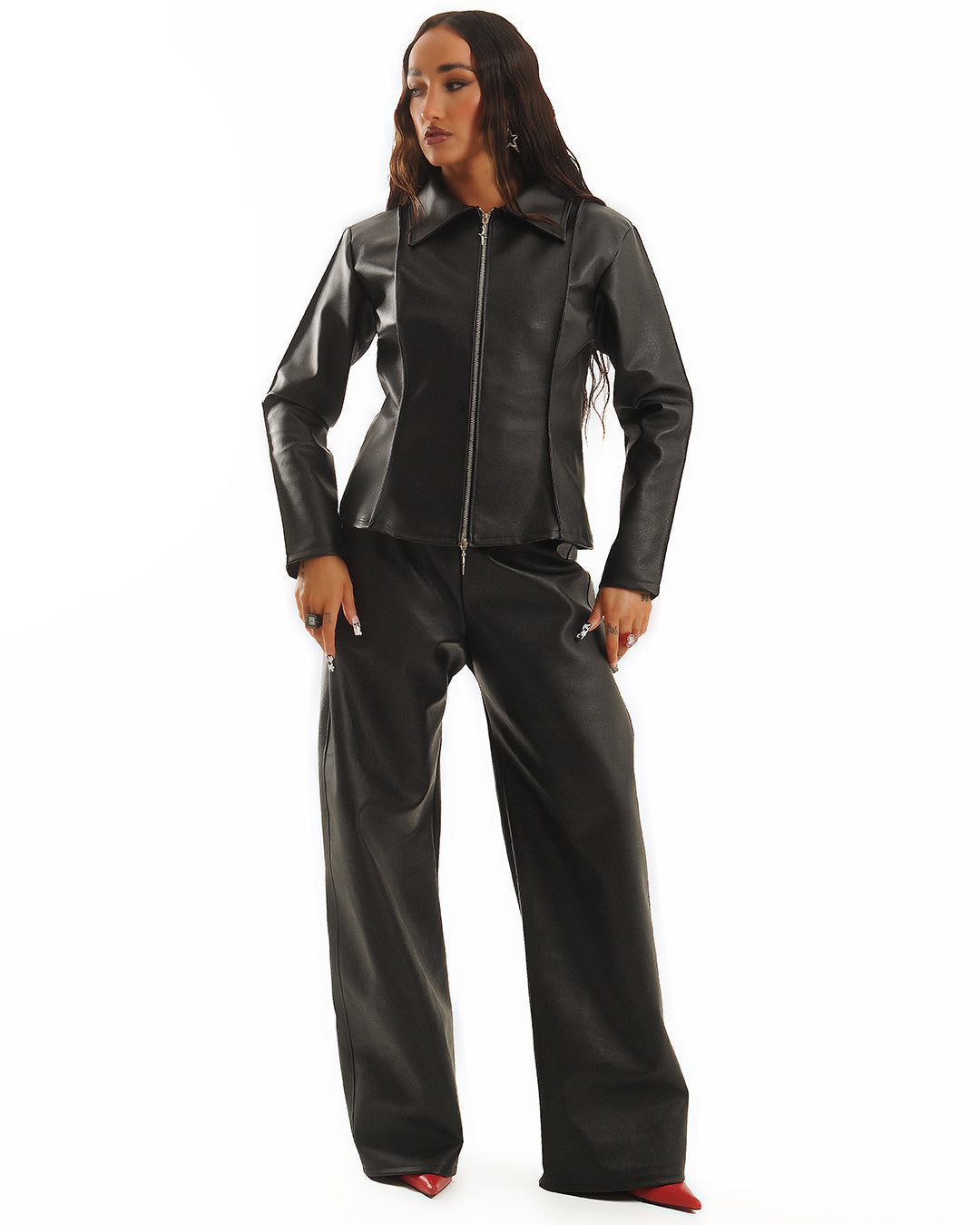 Faux leather pants