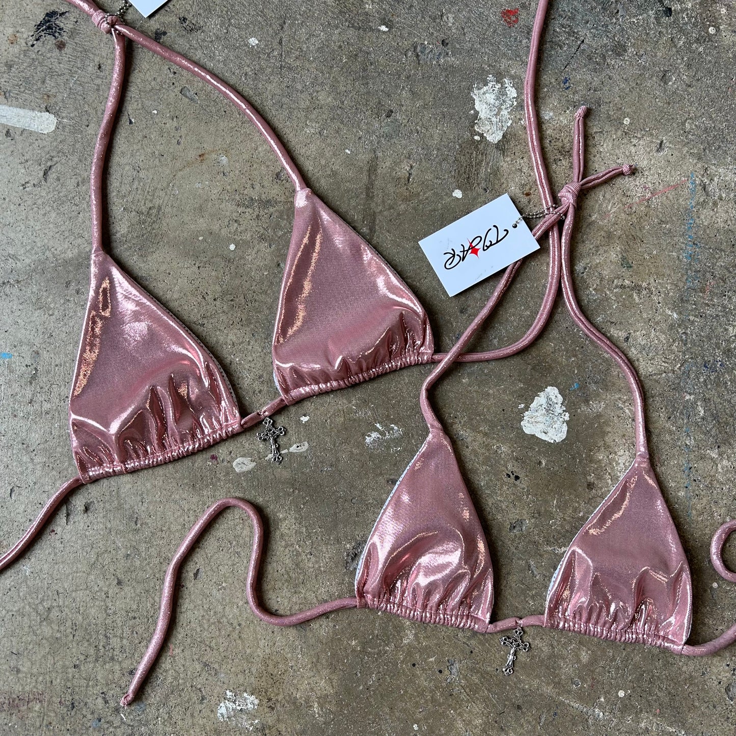 Pink cross kini tops