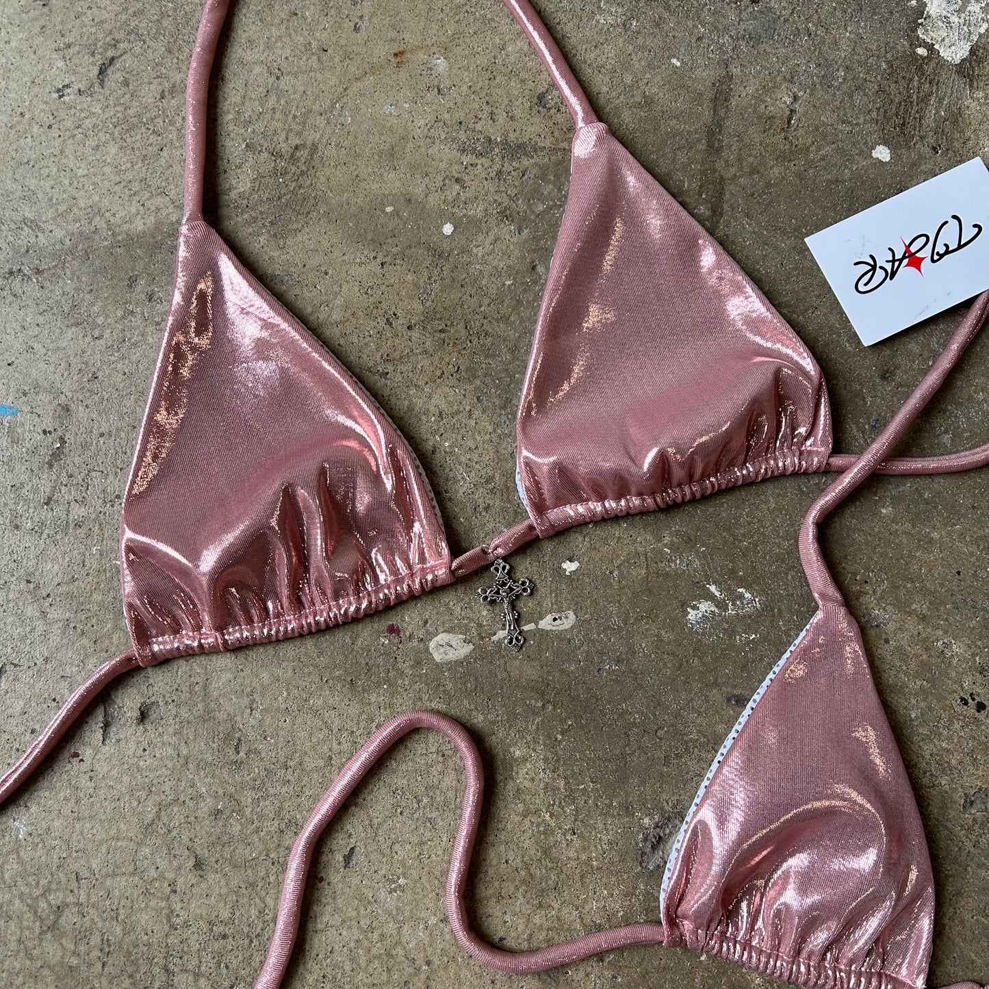 Pink cross kini tops