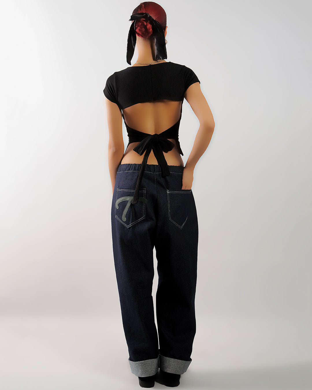 Kitty bow backless T-shirt