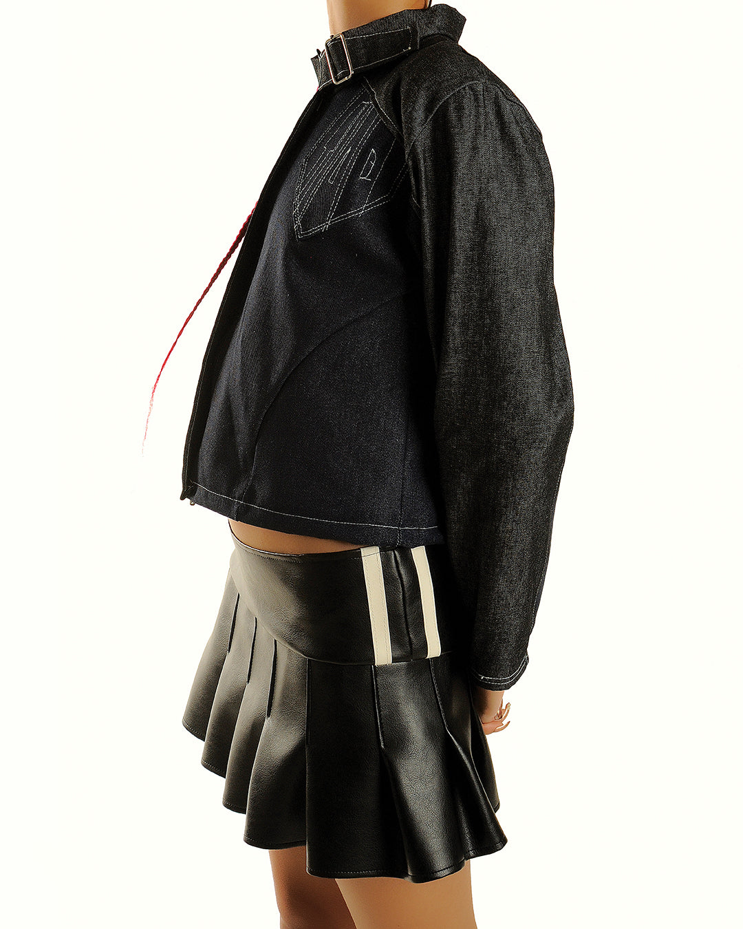 Faux leather pleated skirt