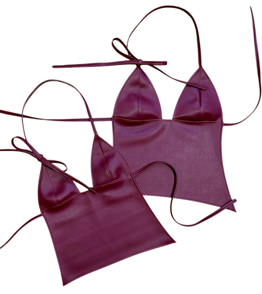 Cherry backless bow cami