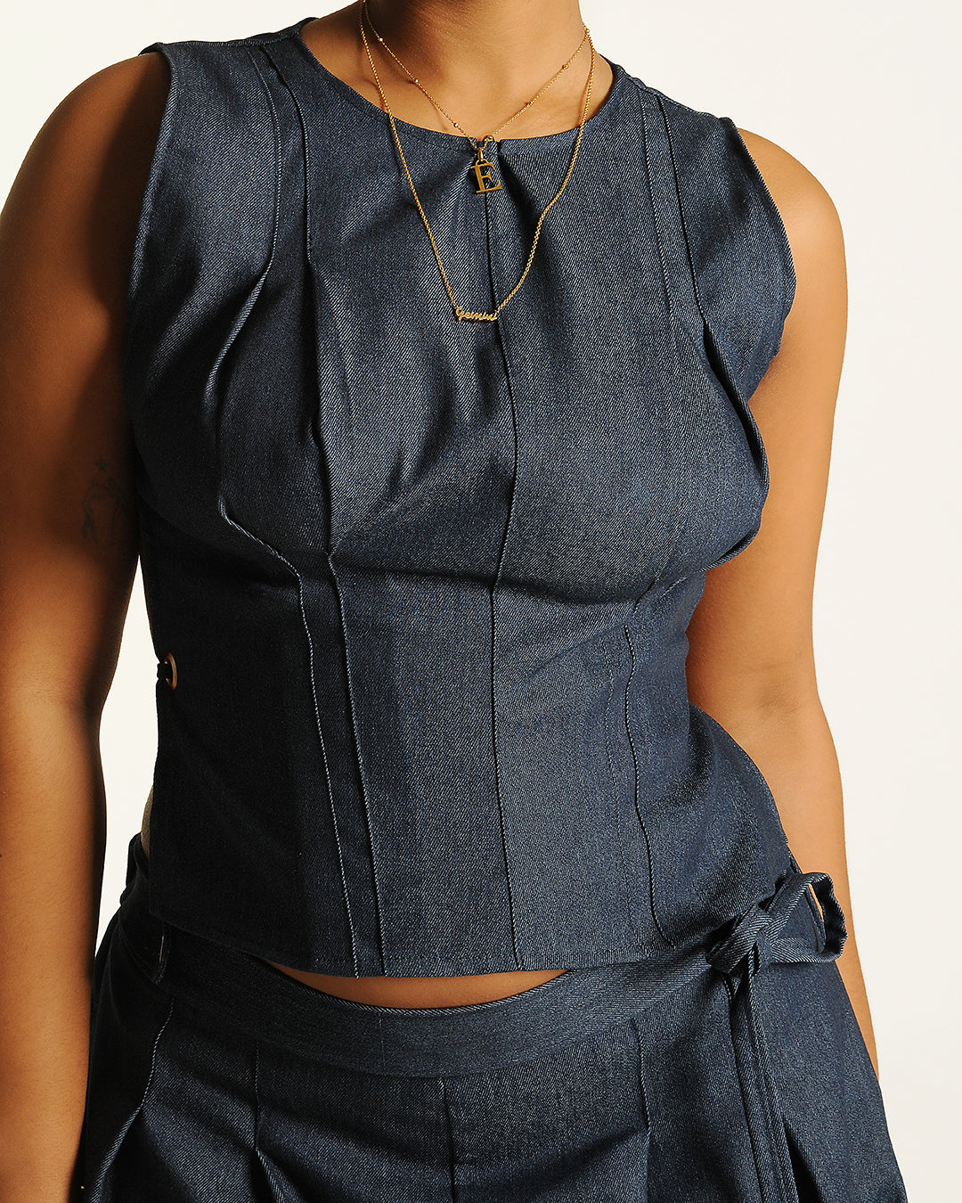 box pleat vest dress Halter Vest Pleated Mini Dress
