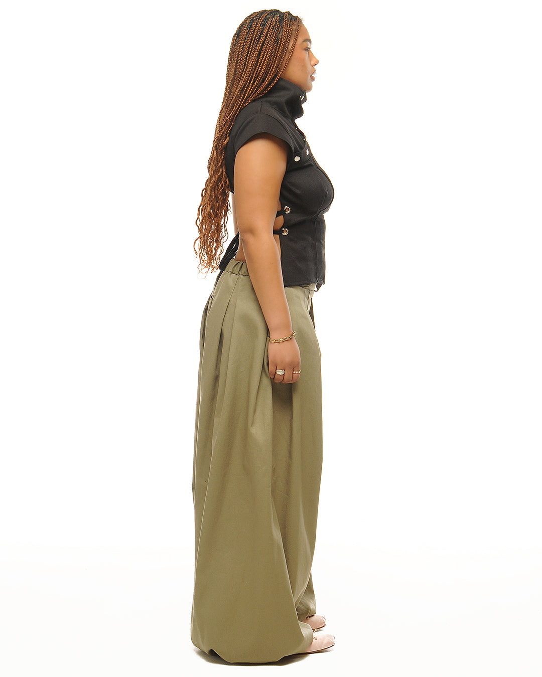Box Pleat Baggies L Long Sage