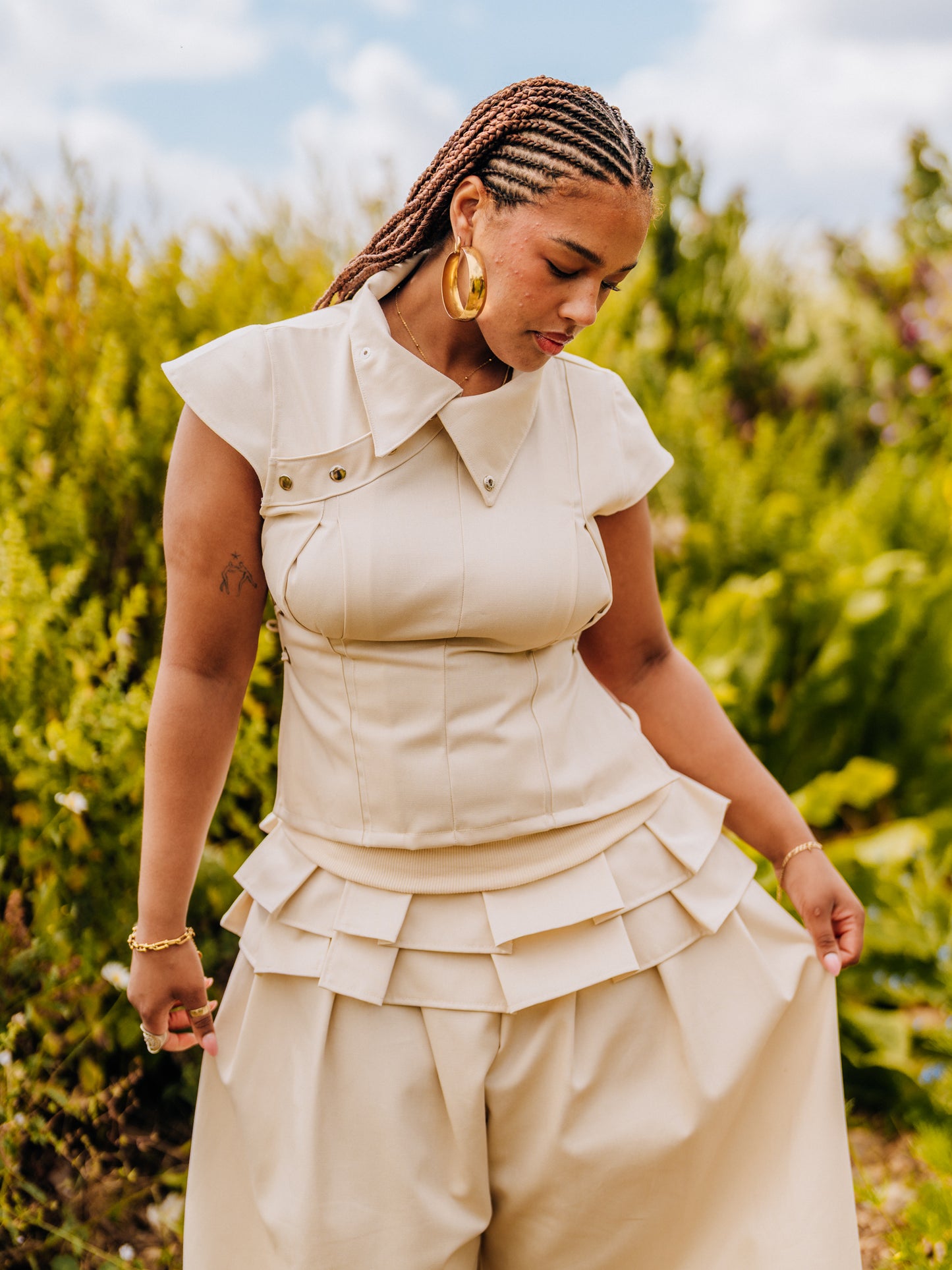 Pleated mini skirt attachment