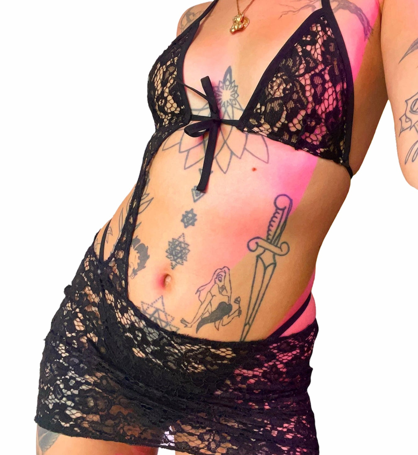 Lace micro dress