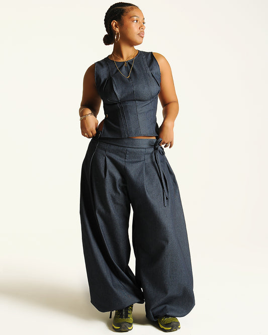 Box pleat baggies - Denim