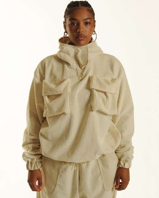 Corduroy double pocket pullover