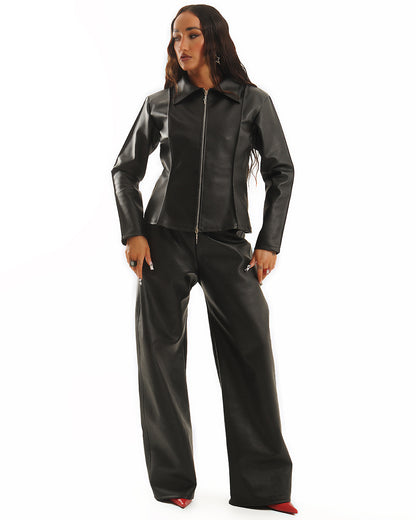 Faux leather pants