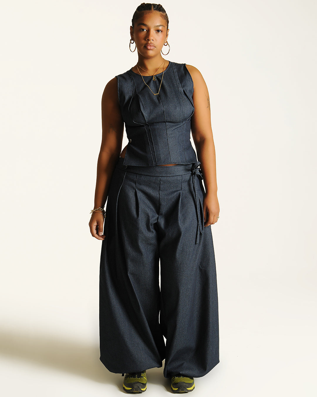 Box pleat baggies - Denim