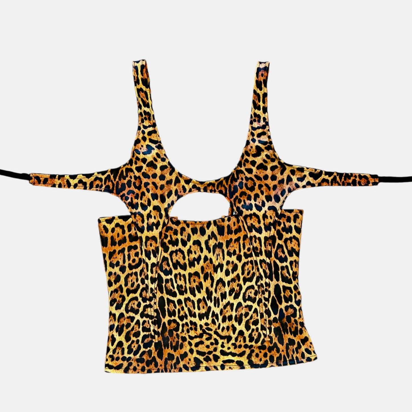 Leopard faux leather star cami