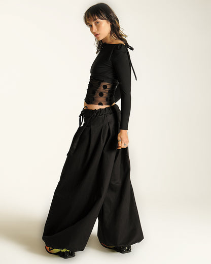 Box pleat baggies- sage, black, cream