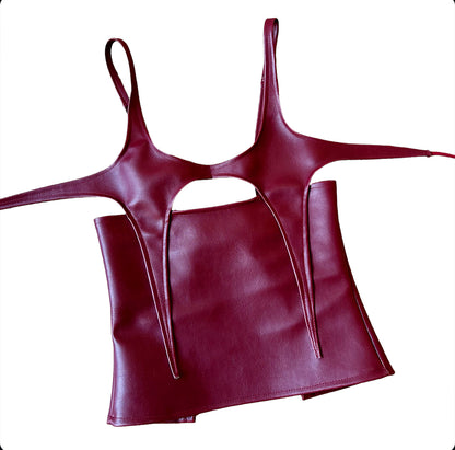 Faux leather star cami