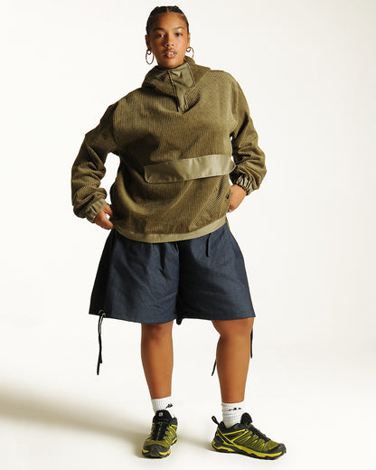 Corduroy single pocket pullover