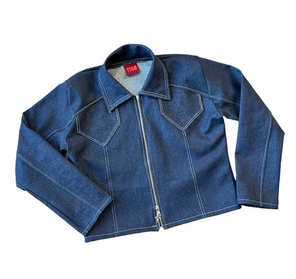 Denim crop coach jacket