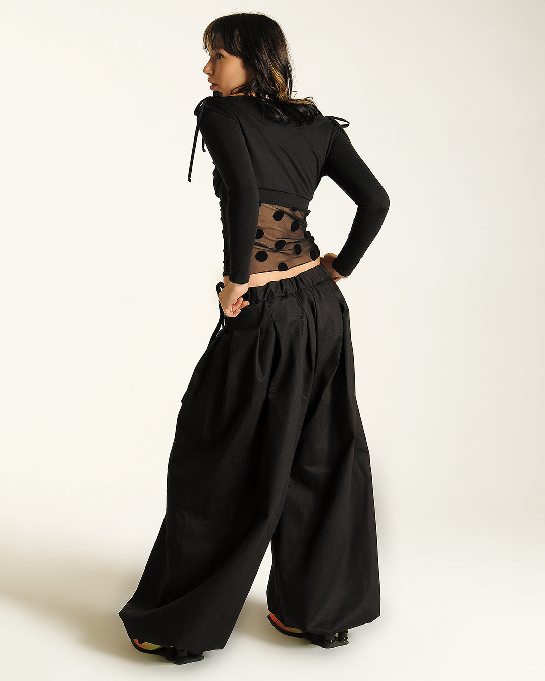 Polka mesh long sleeve