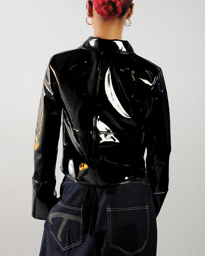 LTD vinyl cropped coach jacket