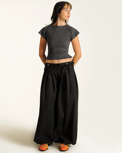 Slinky bow backless top