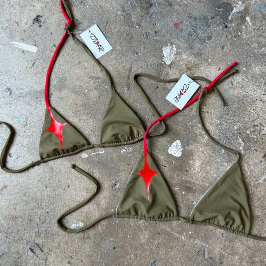 Star kini tops - Khaki / red