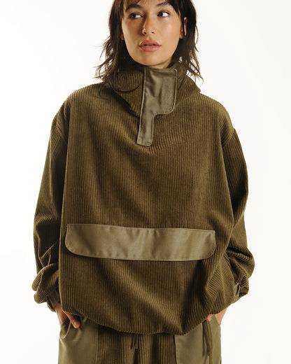 Corduroy single pocket pullover