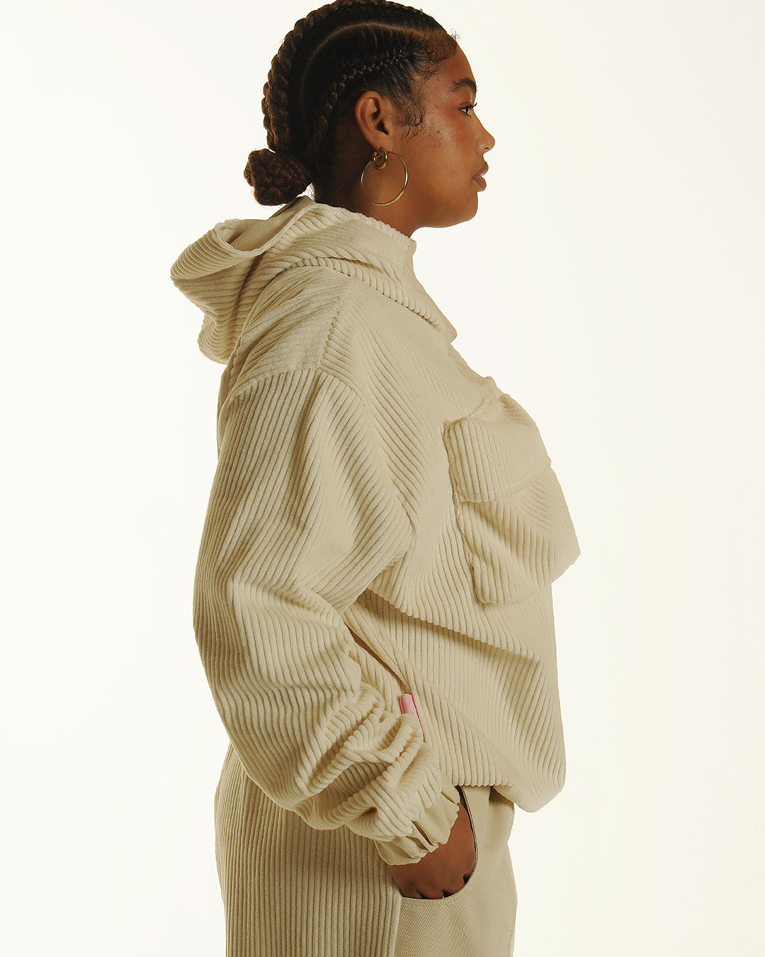 Corduroy double pocket pullover