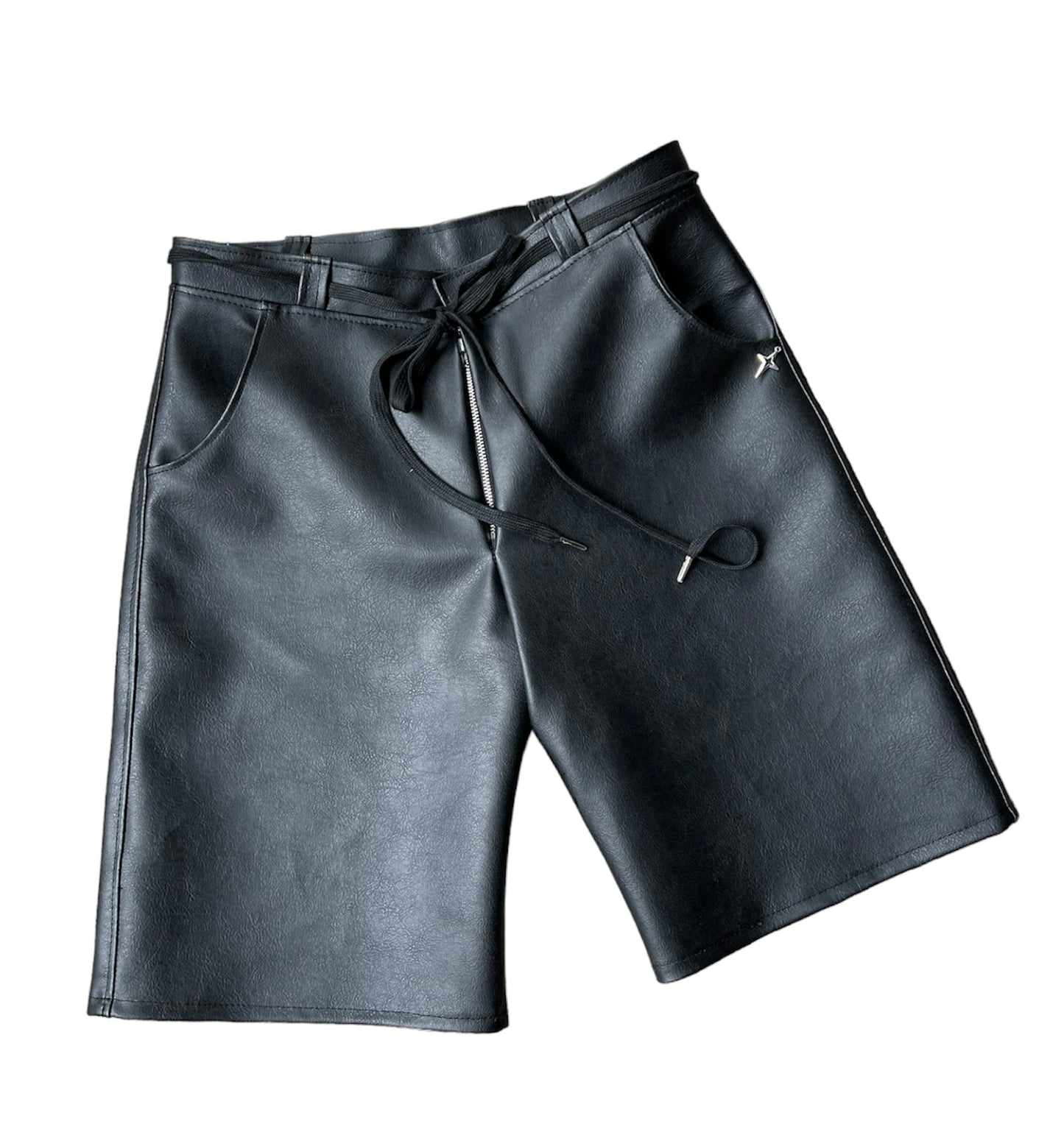Faux leather star shorts