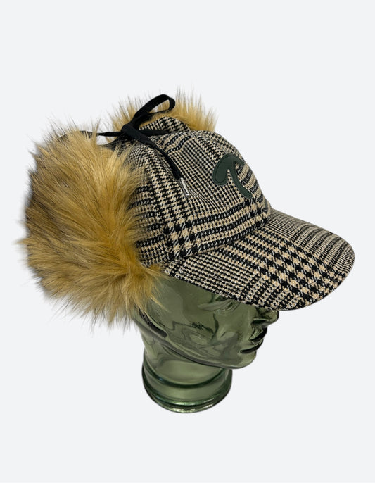 Check wool flap cap