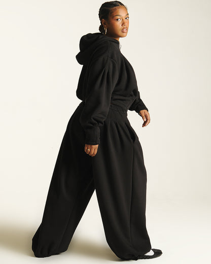 Box pleat cinch hoodie