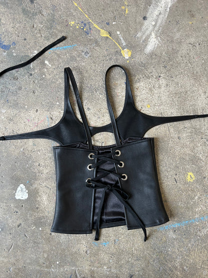 Faux leather star cami