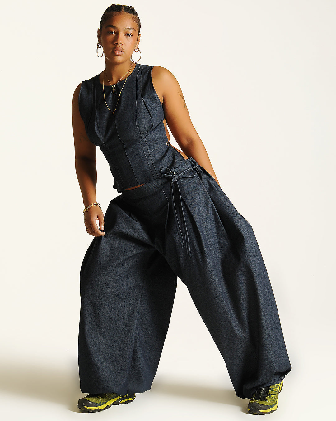 Box pleat baggies - Denim