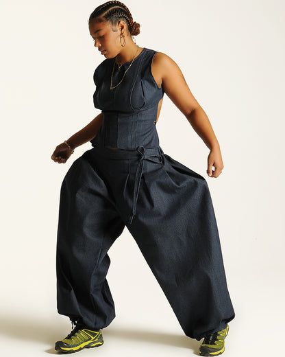 Box pleat baggies - Denim