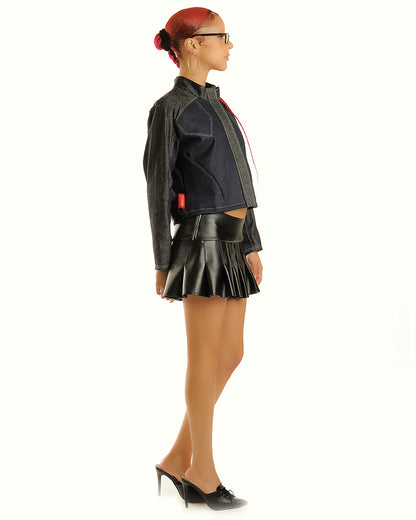 Faux leather pleated skirt