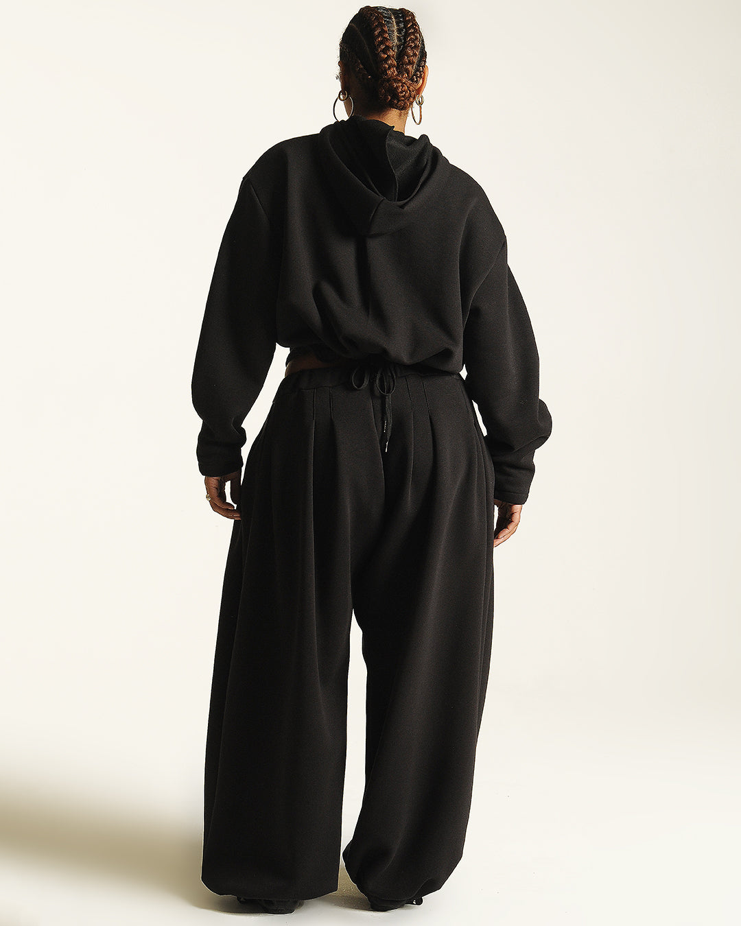 Box pleat cinch hoodie