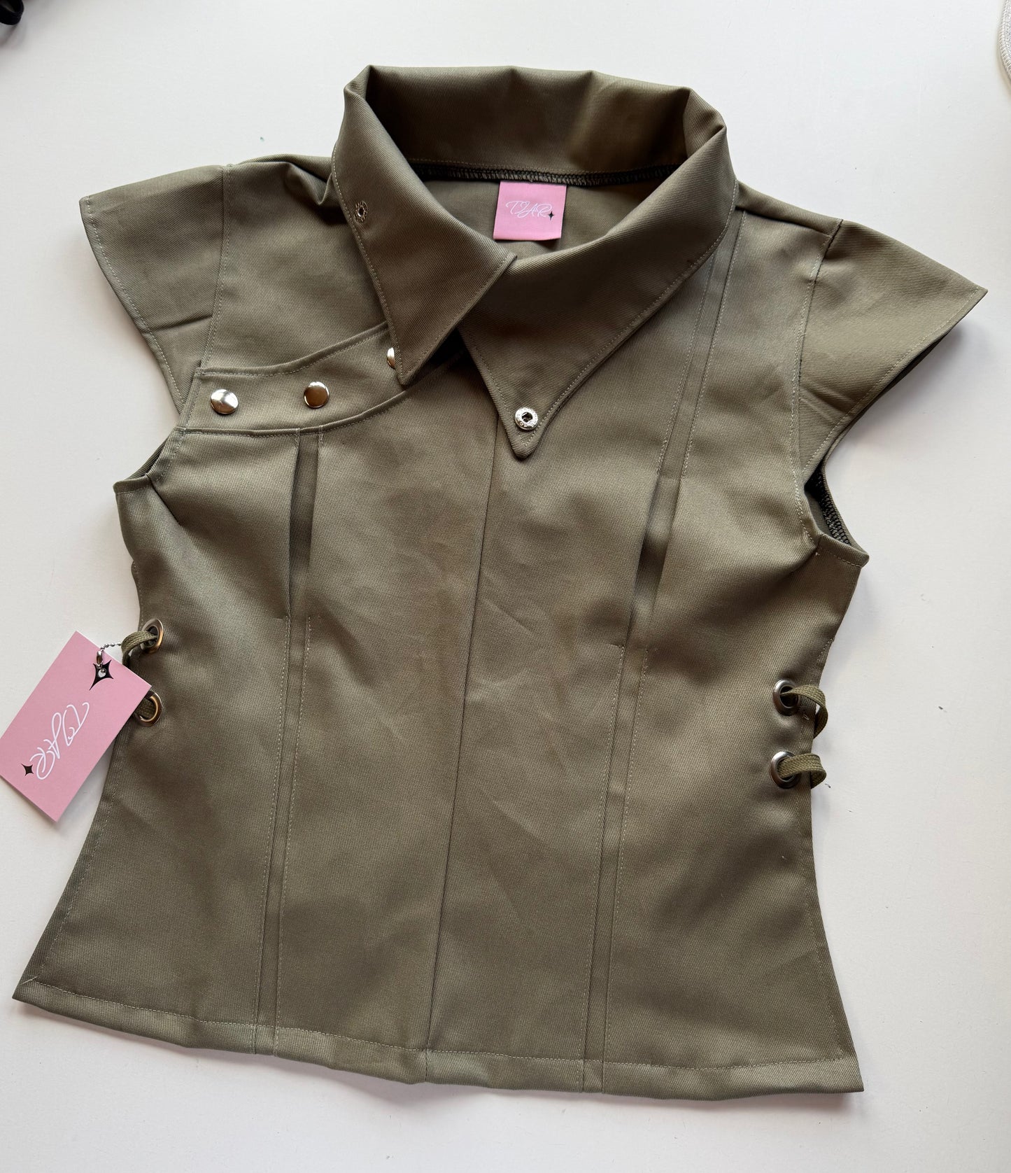 Box Pleat Shirt Sage M