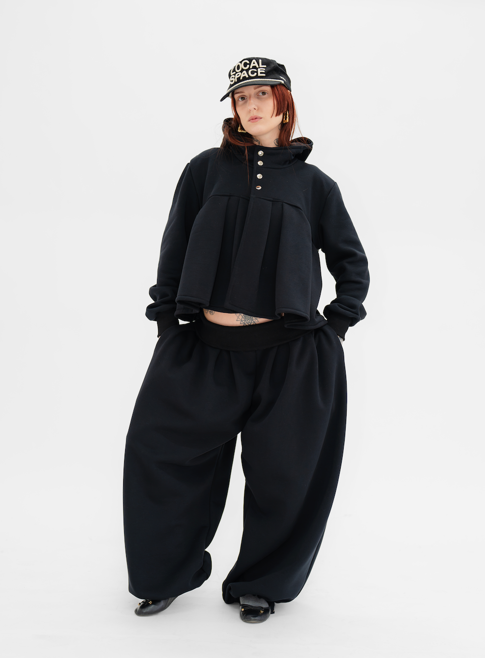 Pleated swing hoodie