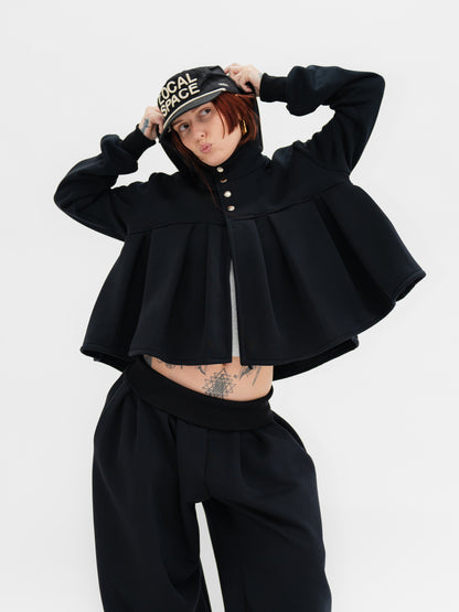 Pleated swing hoodie