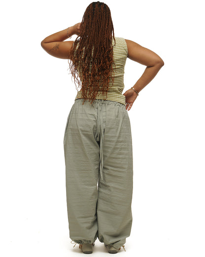 Cotton side pleat straight legs