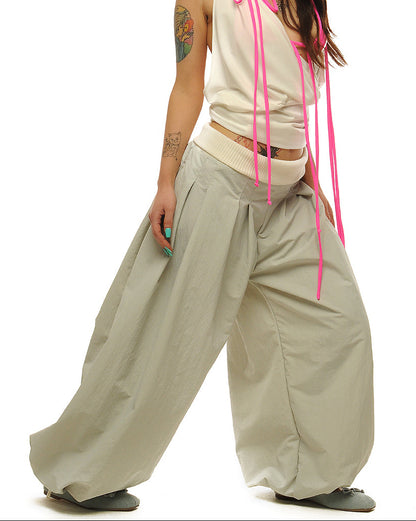 Ribbed box pleat baggies