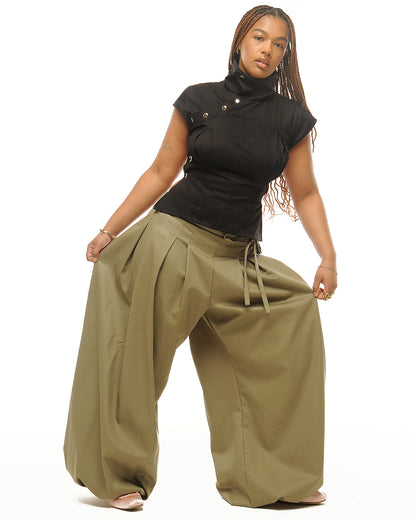 Box pleat baggies- sage, black, cream  & grey