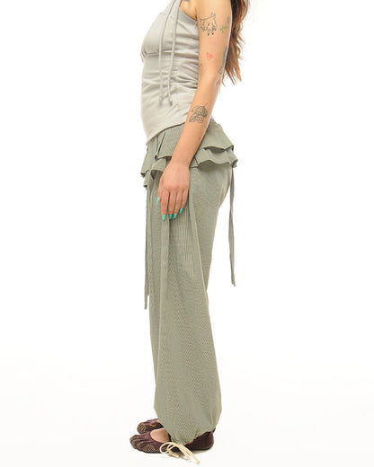 Cotton side pleat straight legs