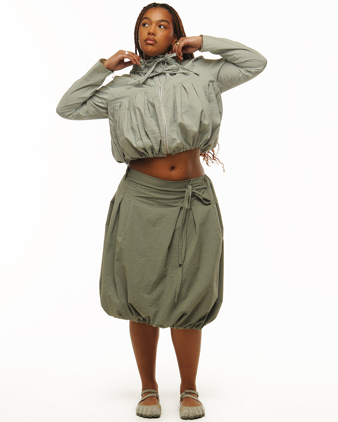 Cotton bubble zip up