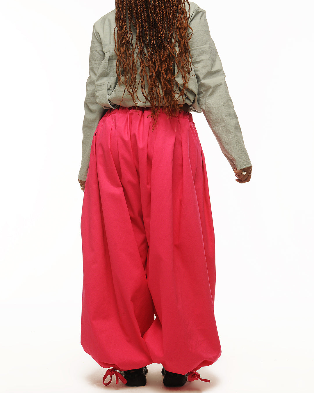 Fuchsia box pleat baggies