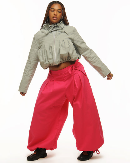 Fuchsia box pleat baggies