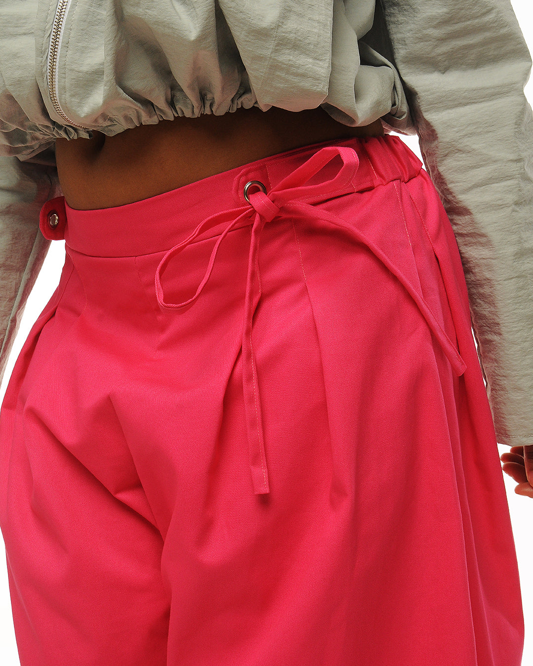 Fuchsia box pleat baggies