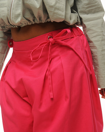 Fuchsia box pleat baggies