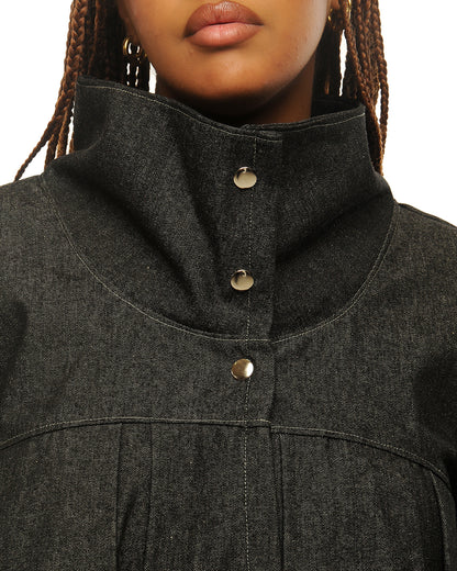 Pleated pea jacket