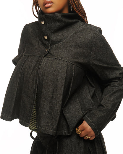 Pleated pea jacket