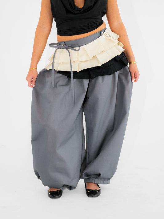 Stackable pleated mini skirt attachment