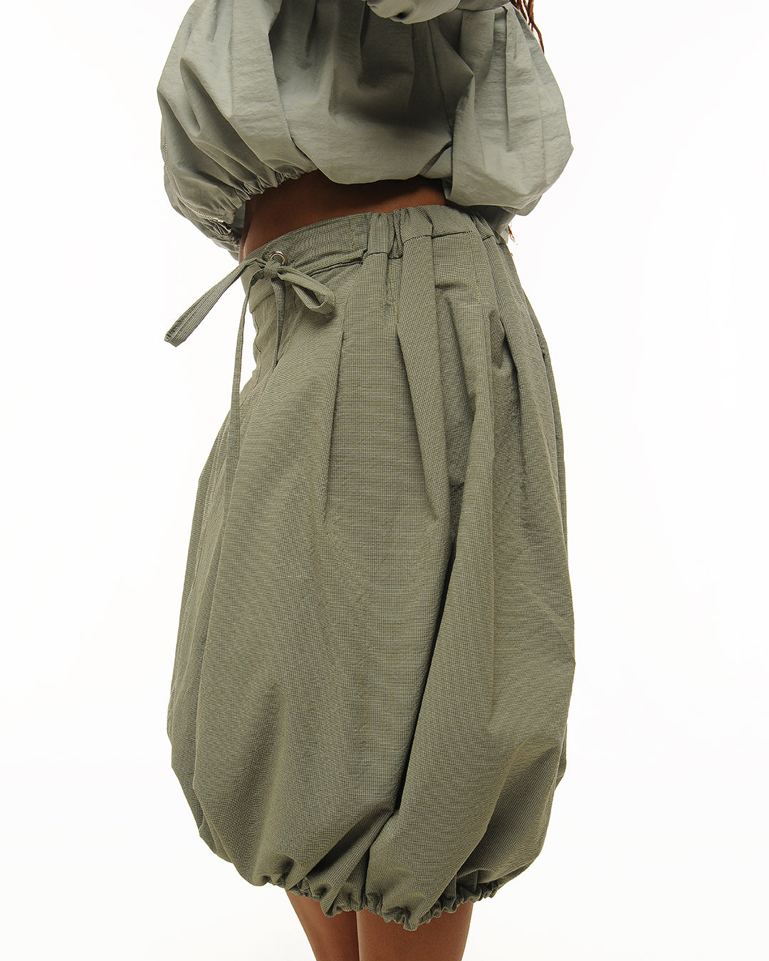 Box pleat midi skirt